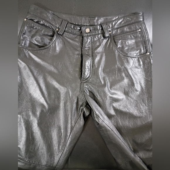 Men's M. Julian Wilsons Black Leather Jeans Size 34 x 32 - Picture 2 of 4